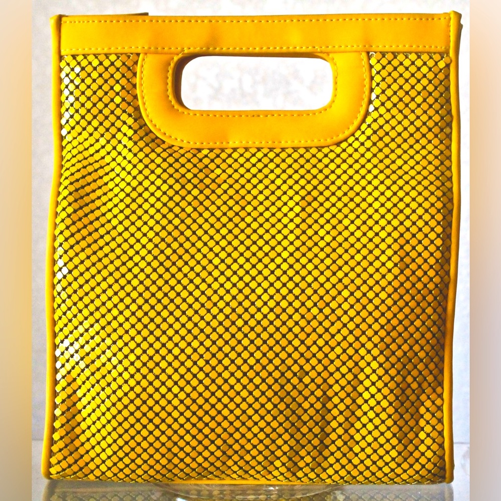 WHITING & DAVIS HANDBAG YELLOW MESH NWT Y2K